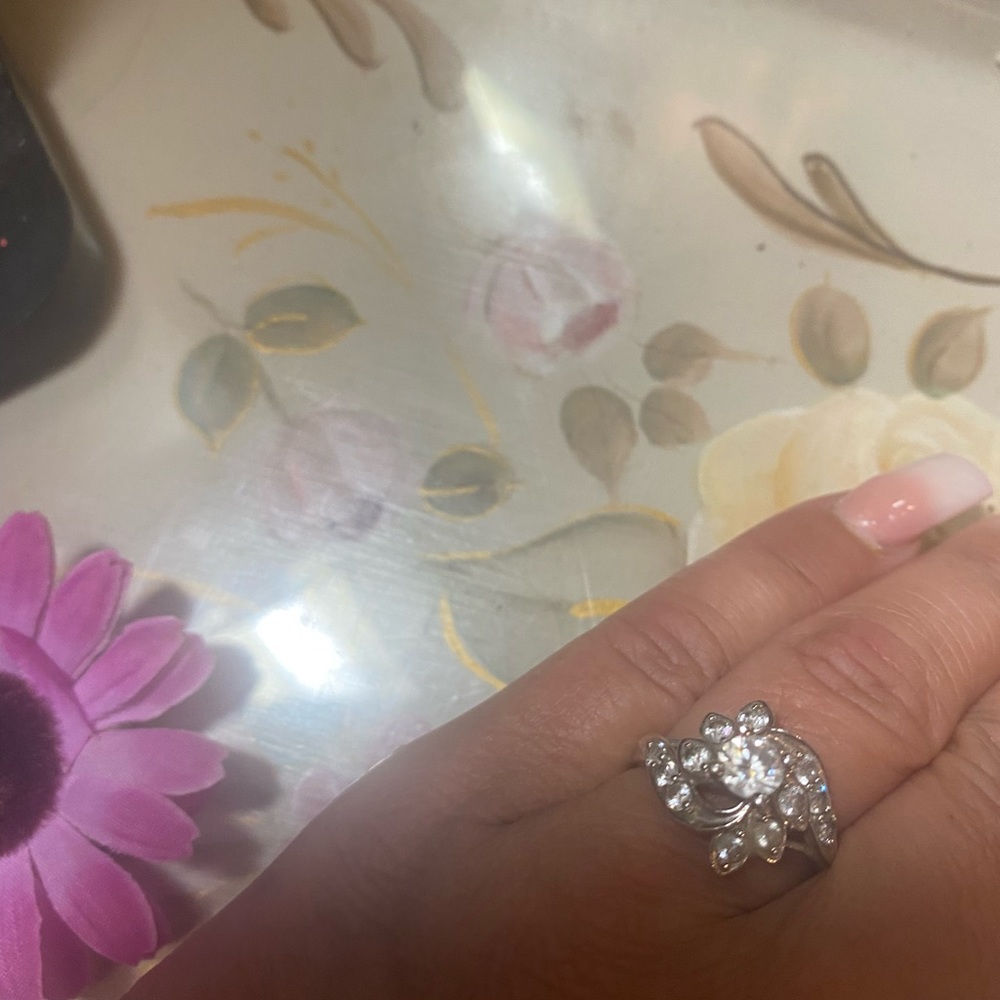 Sterling silver crystal ring size 8